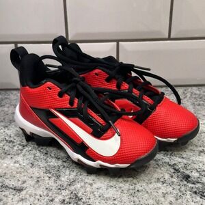 Nike Alpha Menace Varsity Red Black White Kids Football Cleats Size 11 youth